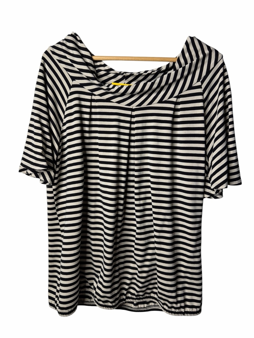 St. John Black and White Striped Crewneck Top large